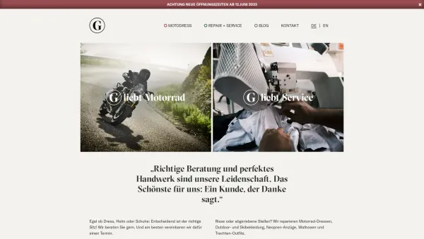 Website Screenshot: Fa. Gertraud Grötzmeier - Home | Motorradbekleidung, Reparatur von Goretex & Lederbekleidung - Date: 2023-06-26 10:20:04