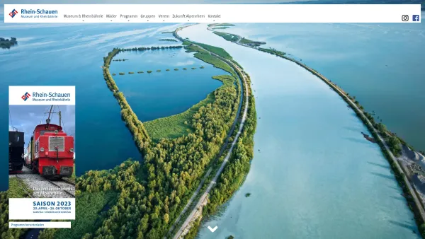 Website Screenshot: Rhein-Schauen die ueber 100-jaehrigen Bauarbeiten am Rhein dokumentiert in einem Museum und einer Feldbahn zum mitfahren - Home - Date: 2023-06-26 10:20:05