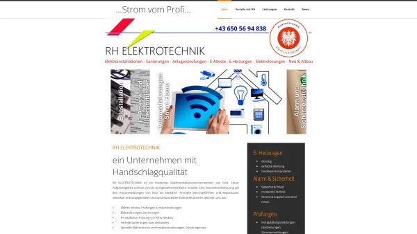 Website Screenshot: RH ELEKTROTECHNIK - RH Elektrotechnik Graz - Gleisdorf - Date: 2023-06-26 10:20:05
