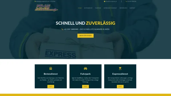 Website Screenshot: RHS Express, Robert Hofstetter-Schlenk - Botendienst RHS Express 1210 Wien - Date: 2023-06-14 10:44:48