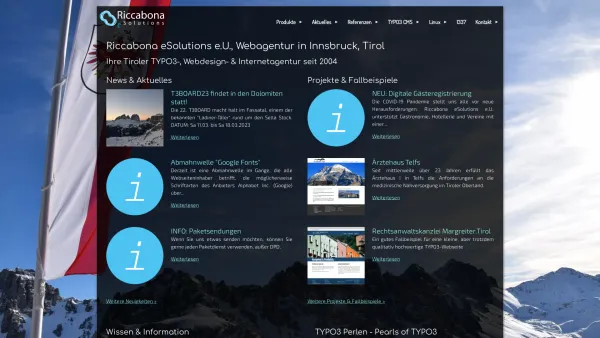 Website Screenshot: Riccabona eSolutions e.U. - ∞ TYPO3 Agentur: Internet & Full-Service, Innsbruck, Tirol - Date: 2023-06-26 10:26:41