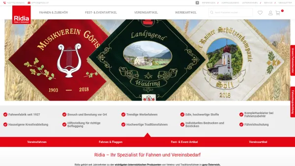 Website Screenshot: Ridia Stein GmbH & Co KG. - Fahnenfabrik - Fahnen im Fahnenshop online bestellen - ridia.at - Date: 2023-06-14 10:44:48