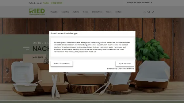Website Screenshot: RIED Verpackungssysteme Lebensmittel Verpackungslieferant für Österreich und Deutschland - Lebensmittelverpackung: Nachhaltige Verpackungen - RIED Green Foodpack Solutions - Date: 2023-06-26 10:20:08