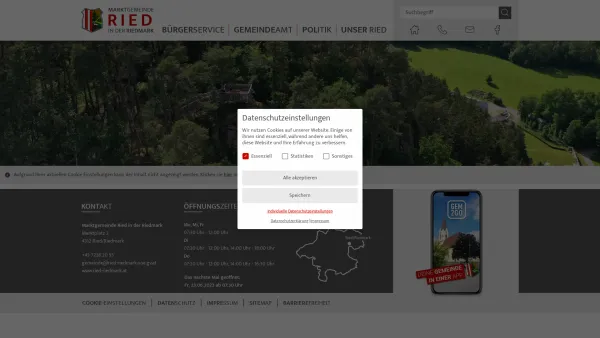 Website Screenshot: Marktgemeindeamt Ried in der Ried der Riedmark - Ried in der Riedmark - GEM2GO WEB - Startseite - Date: 2023-06-26 10:20:08