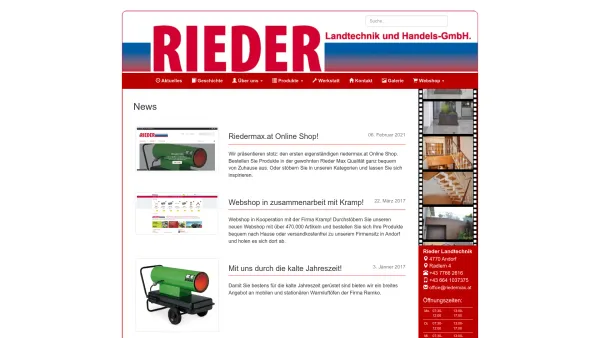 Website Screenshot: RIEDER Landtechnik und Handels-GmbH - Riedermax.at - Date: 2023-06-26 10:20:08