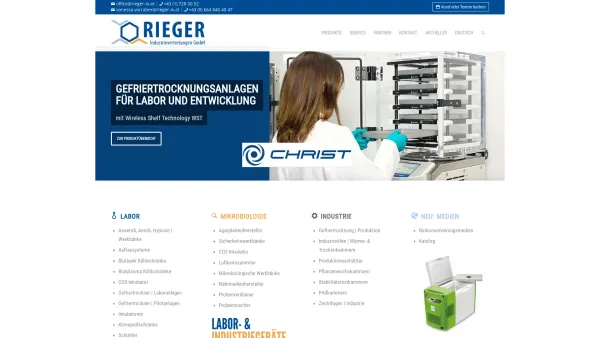 Website Screenshot: Rieger Industrievertretungen GmbH - Laborgeräte RIEGER - Alles für Industrie, Pharmazie & Labor! - Date: 2023-06-26 10:20:08