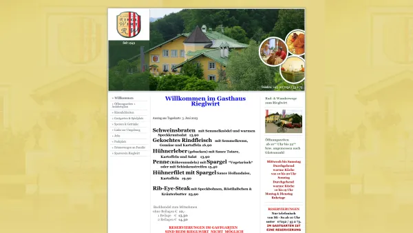 Website Screenshot: Gasthaus Rieglwirt - + Willkommen - Gasthaus Rieglwirt in Garsten, OÖ - Date: 2023-06-15 16:02:34
