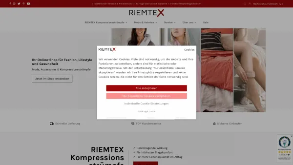 Website Screenshot: RiemTEX Petra Marianne Riemer - Kompressionsstrümpfe, Mode & Heimtextilien | RIEMTEX - Date: 2023-06-26 10:26:41