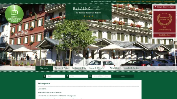 Website Screenshot: Hotel Riezler Hof**** - Startseite - Hotel Riezler Hof - Date: 2023-06-26 10:20:09