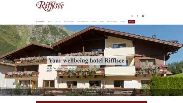 Website Screenshot: Hotel Rifflsee Pitztal Tirol Skifahren Wandern Wellness Familienurlaub Wanderhotel Pitztal Tirol Urlaub Pitztal - Welcome in Hotel Rifflsee in the Pitztal Tyrol - Rifflsee englisch - Date: 2023-06-26 10:20:09