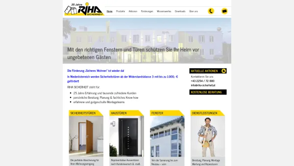 Website Screenshot: SICHERHEITSTÜREN RIHA GesmbH - Fenster und Türen für mehr Sicherheit ǀ Riha - Ihr Sicherheitsprofi - Date: 2023-06-26 10:20:11