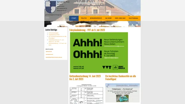 Website Screenshot: Gemeindeamt Rinn RiS-Kommunal - Gemeinde Rinn - Start - Date: 2023-06-26 10:20:11