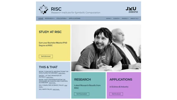 Website Screenshot: Research Institute for Symbolic Computation (RISC) - Home - RISC - Johannes Kepler University - Date: 2023-06-26 10:20:11