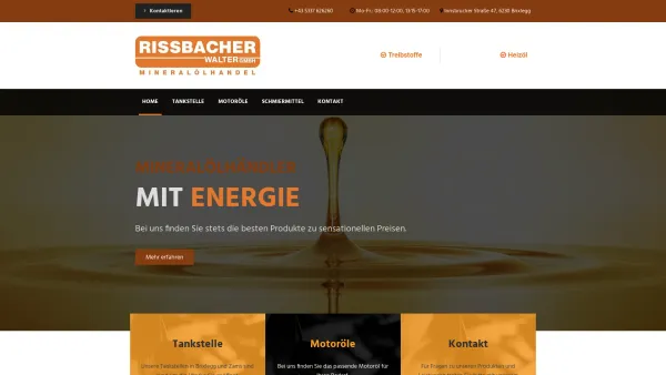 Website Screenshot: Rissbacher Mineralöle - Brixlegg - Rissbacher Walter GmbH in Brixlegg - Date: 2023-06-14 10:44:48