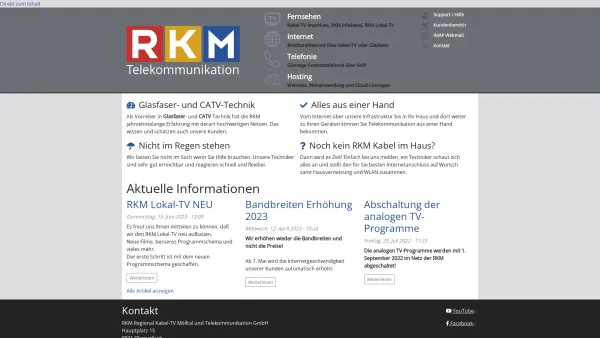Website Screenshot: RKM Regional-Kabel-TV-Mölltal - Aktuelle Informationen | RKM - Regional Kabel-TV Mölltal - Date: 2023-06-26 10:20:11