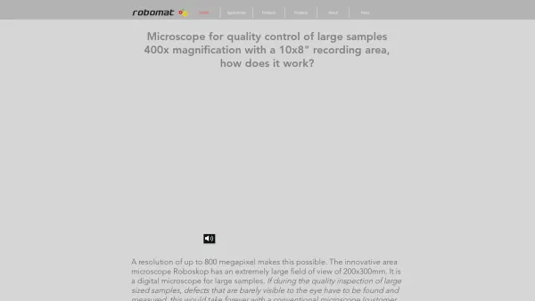 Website Screenshot: Robomat GmBH - Robomat.eu | Area microscope saves time in quality control - Date: 2023-06-26 10:20:14