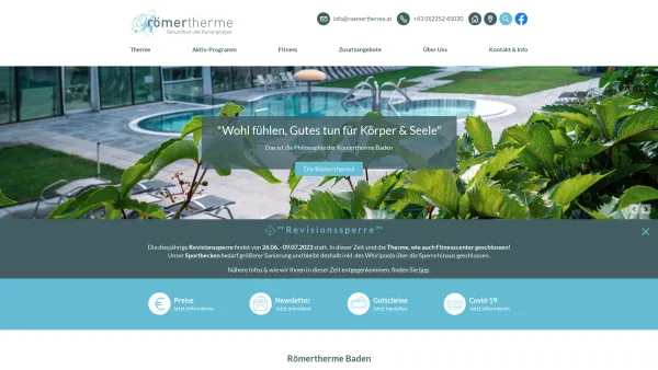 Website Screenshot: römertherme baden - Startseite - Römertherme Baden - Date: 2023-06-26 10:20:14