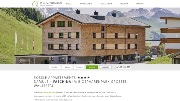 Website Screenshot: Otmar Josef Hotel Gasthof Roessle am Faschina Pass - Urlaub im RÖSSLE Appartements - Damüls-Faschina - Date: 2023-06-26 10:20:15