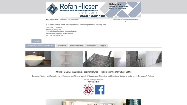 Website Screenshot: Rofan Fliesen - Oliver Löffler FLIESENLEGERMEISTER | ROFAN FLIESEN Oliver Löffler Platten und Fliesenlegermeister Wiesing Tirol | bezirksbegleiter.at - Date: 2023-06-26 10:20:17