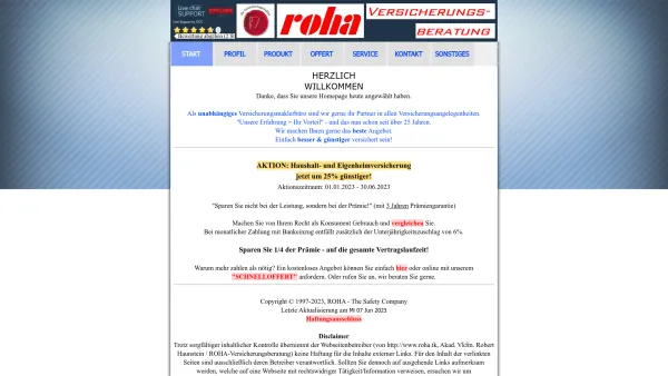 Website Screenshot: ROHA-Versicherungsberatung, Inh. Akad. Vkfm. Robert Haunstein, Versicherungsmakler - ROHA-Versicherungsberatung, Versicherungsmakler - Date: 2023-06-14 10:44:51
