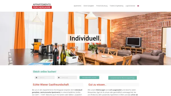 Website Screenshot: Appartments Ferchergasse Vermietungs GmbH - Apartments in Wien Hernals - Appartements Ferchergasse - Date: 2023-06-26 10:20:17