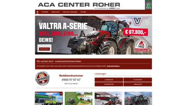 Website Screenshot: ANTON ROHER GMBH - Willkommen - ACA Center Roher - Traktoren und Landmaschinentechnik in Wieselburg - Date: 2023-06-26 10:20:17