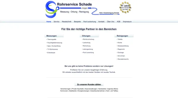 Website Screenshot: Rohrservice & Thermografie J. Schade - Rohrservice Schade Passau Tittling Leckortung Rohrbruchortung Leitungsortung Rohrreinigung - Date: 2023-06-14 10:44:51