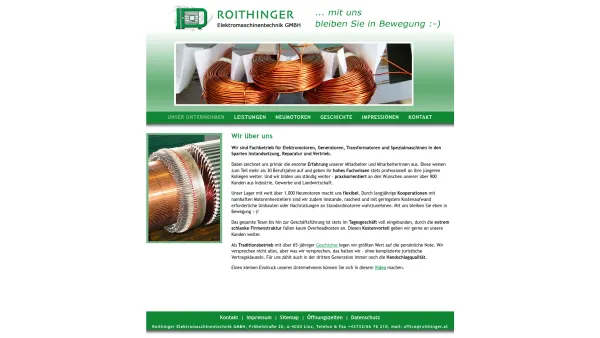 Website Screenshot: bei Roithinger Elektromaschinentechnik - www.roithinger.at - Unser Unternehmen - Date: 2023-06-26 10:20:17