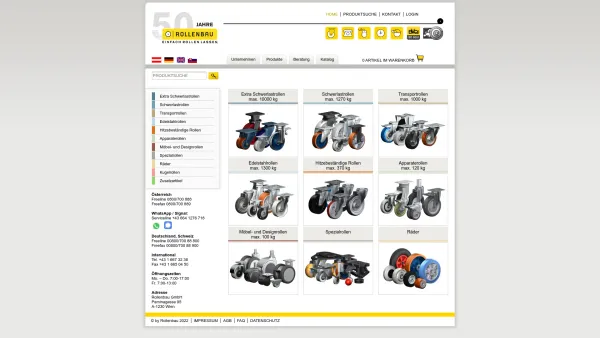Website Screenshot: Rollenbau GmbH - Home - Rollen Räder Transportrollen Lenkrollen Möbelrollen - rollenbau.at - Date: 2023-06-15 16:02:34