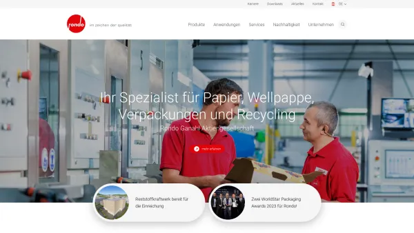 Website Screenshot: Rondo Ganahl AG - Ihr Spezialist für Verpackungen | Rondo Ganahl AG - Date: 2023-06-15 16:02:34