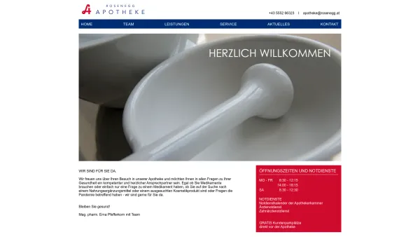 Website Screenshot: Roseneggapotheke Bürs Mag. Helmut Schwärzler Vorarlberg Bludenz Bürs Vorarlberg Austria Österreich - Home | Rosenegg Apotheke - Date: 2023-06-26 10:20:20