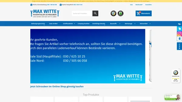Website Screenshot: Rosentaler Schrauben - Rosentaler Schrauben Online Shop - Date: 2023-06-26 10:20:20