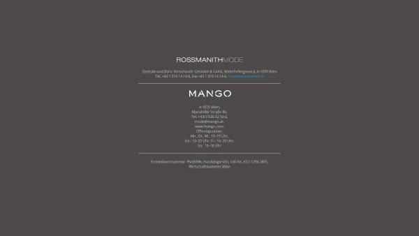 Website Screenshot: Rossmanith GesmbH & CoKG - ROSSMANITH MODE | MANGO - Date: 2023-06-26 10:20:20
