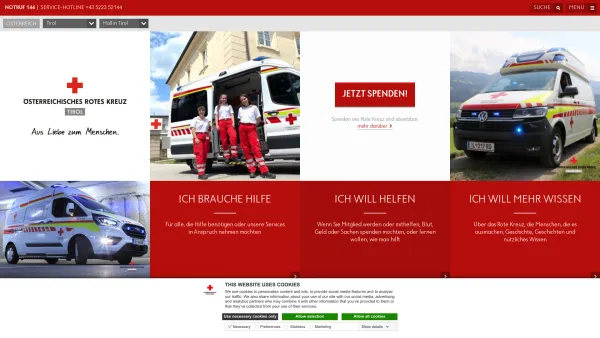 Website Screenshot: Rotes Kreuz Hall Tirol - Home – Rotes Kreuz - Date: 2023-06-26 10:20:21