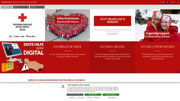 Website Screenshot: Rotes Kreuz Bezirk Schwaz Tirol - Home – Rotes Kreuz - Date: 2023-06-26 10:20:21