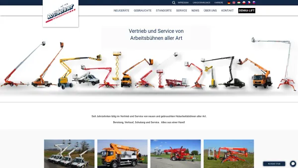 Website Screenshot: Arbeitsbühnen Scherenbühnen und Anhänger von Rothlehner GmbH - Startseite - Rothlehner Arbeitsbühnen - Date: 2023-06-15 16:02:34
