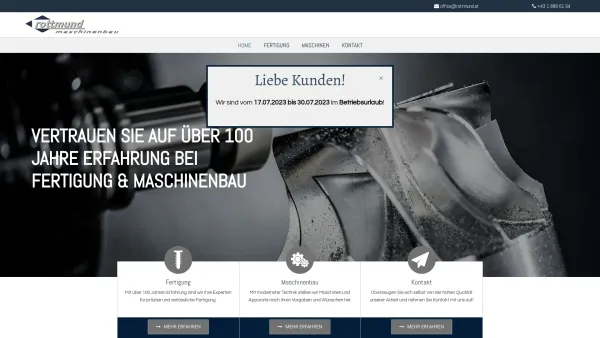 Website Screenshot: Karl Rottmund Maschinenbaugesellschaft Rottmund Drehteile Frästeile Baugruppen Maschinenbau Automatendrehen - Rottmund Maschinenbau & Fertigung | Wien - Date: 2023-06-26 10:20:23