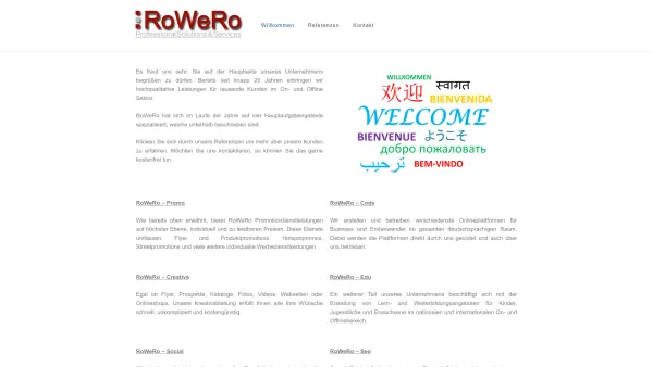 Website Screenshot: RoWeRo Werbemittelverteilung in Wien. Flyerpromotions, Briefkastenwerbung - ROWERO – Professional Solutions – Modernste Services und Dienstleistungen mit Herz und Hirn - Date: 2023-06-26 10:20:23