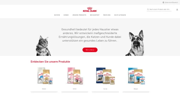 Website Screenshot: Royal CanAustria - Ernährungslösungen für die Bedürfnisse von Katzen und Hunden | Royal Canin Austria - Date: 2023-06-26 10:20:23