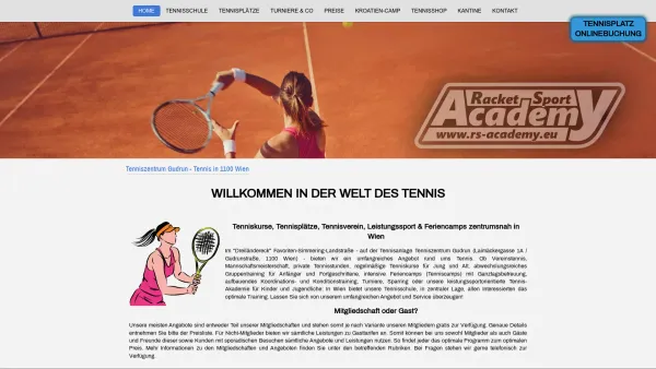 Website Screenshot: Tenniszentrum Faradaygasse Racketsport Academy Wien - Tennis in Wien / Tennisverein / Tenniskurse - Date: 2023-06-14 10:46:49
