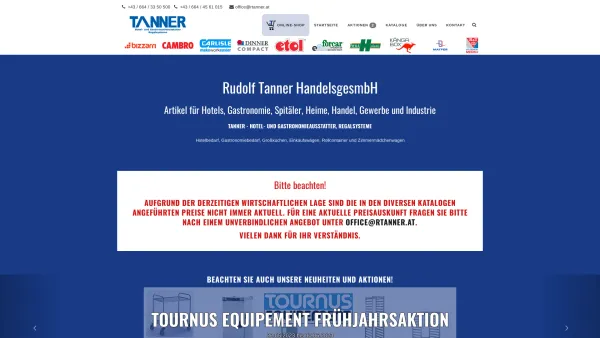 Website Screenshot: Rudolf TANNER HandelsgmbH. Hotel u. Gastronomieausstattung - Rudolf Tanner HandelsgesmbH - Date: 2023-06-26 10:26:41