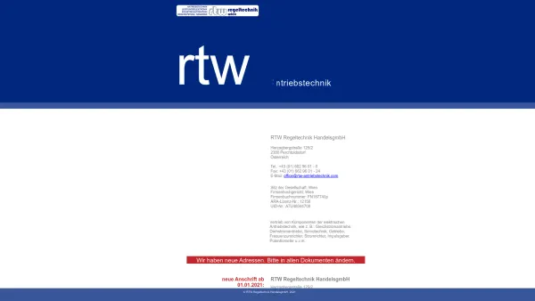 Website Screenshot: rtw Regeltechnik Wien Handelsges.m.b.H. - rtw - regeltechnik wien - Date: 2023-06-14 10:44:54