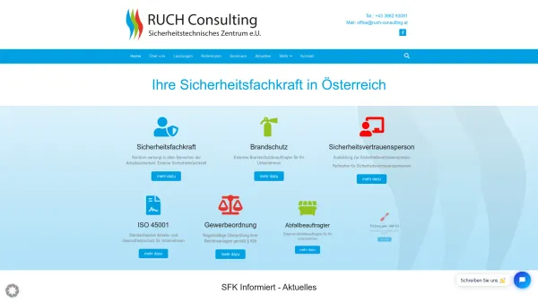 Website Screenshot: RUCH Consulting Sicherheitstechnisches Zentrum e.U. - Externe Sicherheitsfachkraft Österreich | Beratung Arbeitssicherheit - Date: 2023-06-15 16:02:34