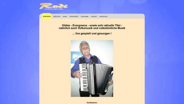 Website Screenshot: Alleinunterhalter Rudi Musik für jeden Anlass - Startseite - Date: 2023-06-26 10:20:22