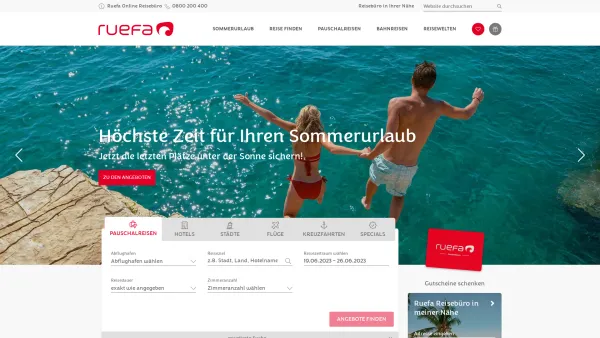 Website Screenshot: Ruefa Reisen AG Innsbruck - Ruefa - Urlaubs- & Reiseportal • Ruefa - Date: 2023-06-26 10:20:25