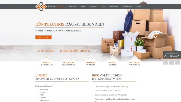 Website Screenshot: Rümpel Chris - Entrümpelung Wien, NÖ & Burgenland ? Rümpelchris = Ihr Räumungsprofi - Date: 2023-06-26 10:26:41