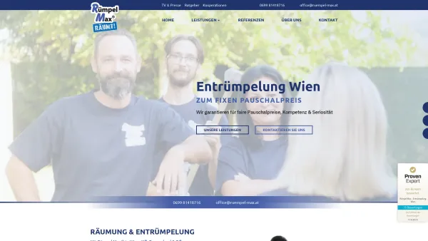 Website Screenshot: Rümpel Max - ENTRÜMPELUNG IN WIEN ✔ RÄUMUNG WIEN zum ➥ Pauschalpreis - Date: 2023-06-26 10:20:26