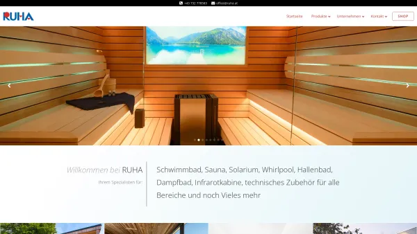 Website Screenshot: Ruha Stelzmüller - Startseite - RUHA - Sauna / Schwimmbad / Solarium / Whirlpool - RUHA Linz Österreich - Date: 2023-06-26 10:20:26