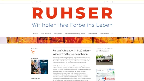 Website Screenshot: Ruhser - RUHSER Farbenfachhandel in Wien - Startseite - Date: 2023-06-14 10:44:54