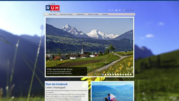 Website Screenshot: Tourismusverband Innsbruck und seine Feriendörfer Rum c/o Tourismusbüro Rum - RUM bei Innsbruck - Urlaub und Unterkünfte nahe Innsbruck - Date: 2023-06-26 10:20:26